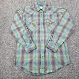 Panhandle Western Plaid Pearl Snap‎ Long Sleeve Shirt Mens